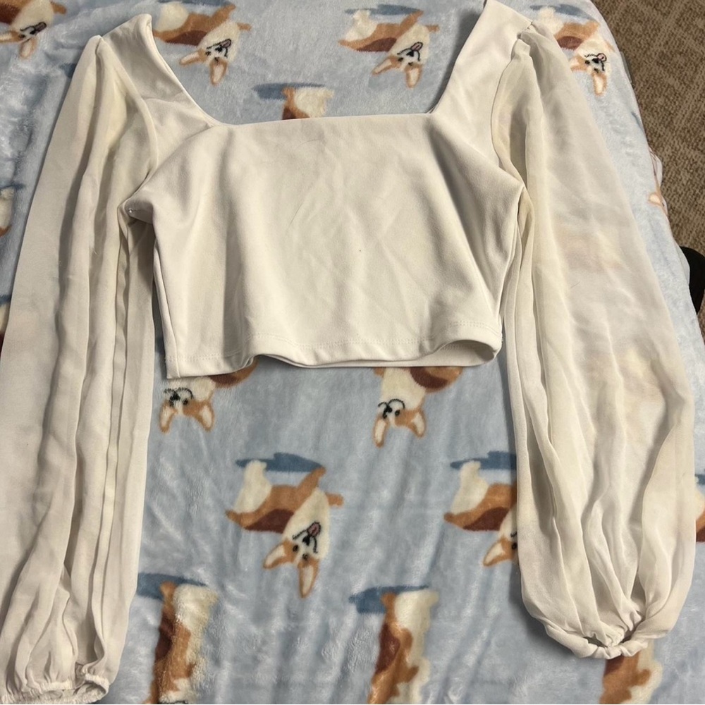 Elegant White Long Sleeve Women's Top